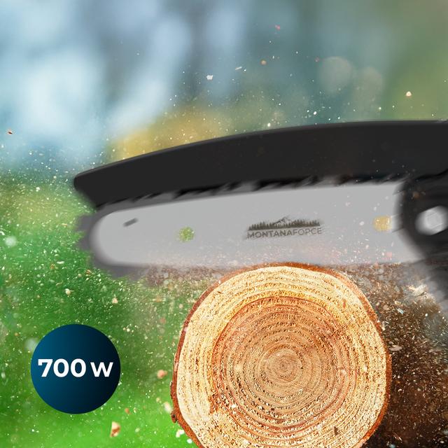 MontanaForce 6000 Hand Sierra de podar 6". Motor sin escobillas, Brushless. Batería 21V. Engrasador a botón. Incluye maletín, cadena extra y set de accesorios.