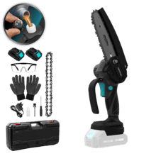 MontanaForce 6000 Hand Sierra de podar 6". Motor sin escobillas, Brushless. Batería 21V. Engrasador a botón. Incluye maletín, cadena extra y set de accesorios.