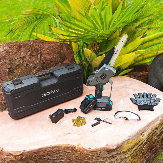 MontanaForce 8000 Hand Sierra de podar 8". Motor sin escobillas, Brushless. Batería 21V. Pantalla digital. Engrasador a botón. Ajuste de cadena manual. Incluye maletín, cadena extra y set de accesorios.