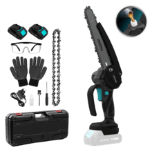 MontanaForce 8000 Hand Serra de poda 8". Motor sem escovas, Brushless. Bateria 21V. Ecrã digital. Lubrificador de botão. Ajuste manual da corrente. Inclui mala, corrente extra e conjunto de acessórios.