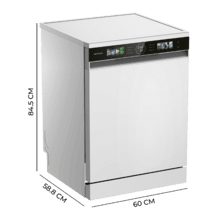 Bolero Aguazero 6320 Bolero 60 cm integrierbarer Geschirrspüler Weiß mit 15 Maßgedecken, Klasse D, 8 Programmen, XXL-FullColor-Display, Smart Wash, UV-Licht, Turbo Dry+, AutoClean, Halbe Beladung, Delay Start, Kindersicherung und dritter Korb