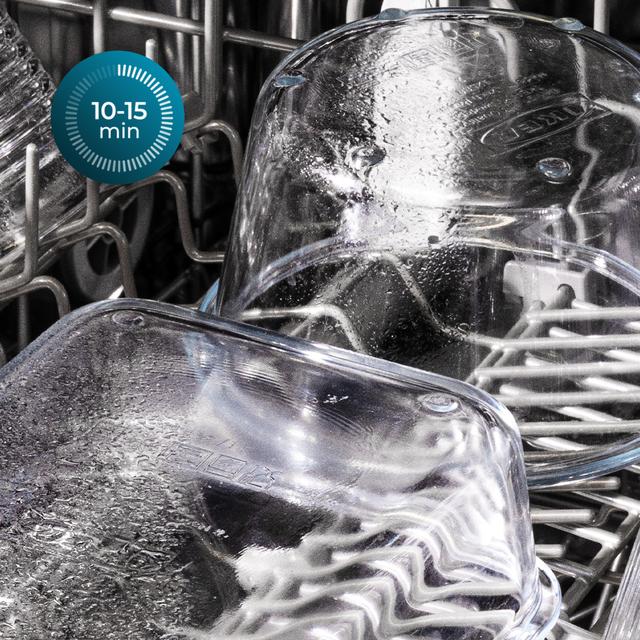 Bolero Aguazero 6320 Inox Bolero 60 cm integrierbarer Geschirrspüler dark mit 15 Maßgedecken, Klasse D, 8 Programmen, XXL-FullColor-Display, Smart Wash, UV-Licht, Turbo Dry+, AutoClean, Halbe Beladung, Delay Start, Kindersicherung und dritter Korb