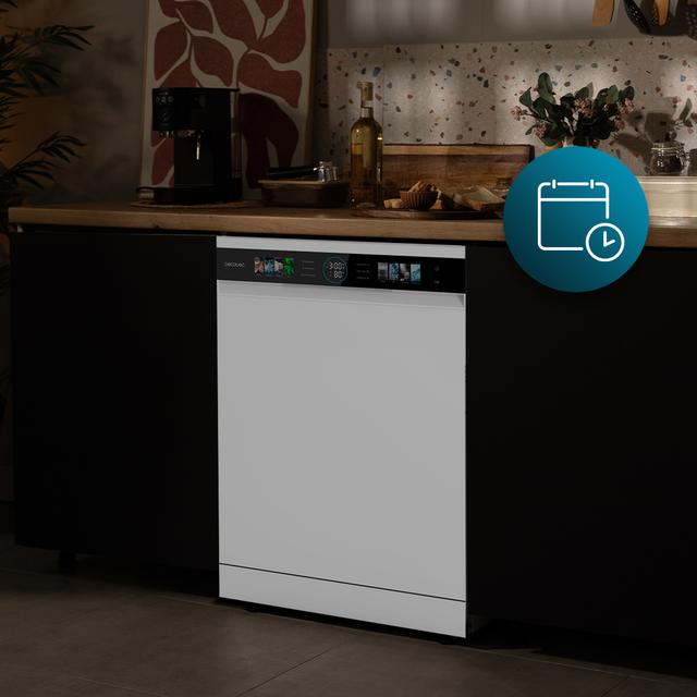 Bolero Aguazero 6320 Inox Bolero 60 cm integrierbarer Geschirrspüler dark mit 15 Maßgedecken, Klasse D, 8 Programmen, XXL-FullColor-Display, Smart Wash, UV-Licht, Turbo Dry+, AutoClean, Halbe Beladung, Delay Start, Kindersicherung und dritter Korb