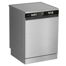 Bolero Aguazero 6320 Inox Bolero 60 cm integrierbarer Geschirrspüler dark mit 15 Maßgedecken, Klasse D, 8 Programmen, XXL-FullColor-Display, Smart Wash, UV-Licht, Turbo Dry+, AutoClean, Halbe Beladung, Delay Start, Kindersicherung und dritter Korb