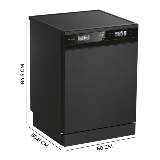 Bolero Aguazero 6320 Dark Bolero 60 cm integrierbarer Geschirrspüler dark inox mit 15 Maßgedecken, Klasse D, 8 Programmen, XXL-FullColor-Display, Smart Wash, UV-Licht, Turbo Dry+, AutoClean, Halbe Beladung, Delay Start, Kindersicherung und dritter Korb