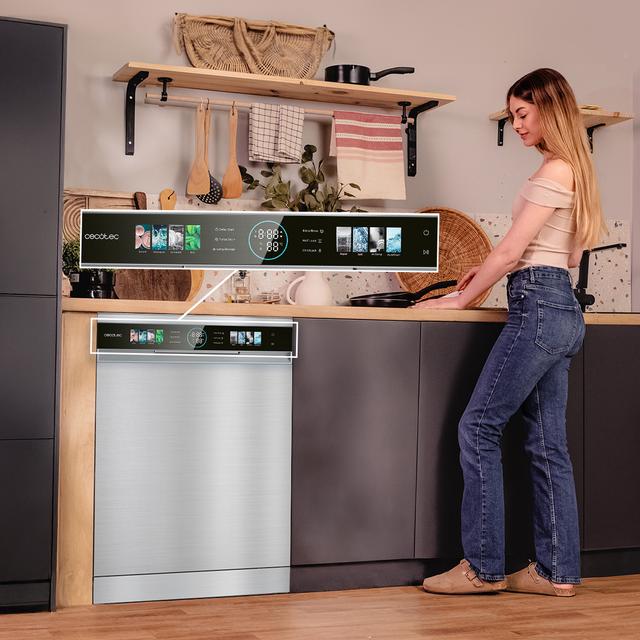 Bolero Aguazero 6320 Dark Bolero 60 cm integrierbarer Geschirrspüler dark inox mit 15 Maßgedecken, Klasse D, 8 Programmen, XXL-FullColor-Display, Smart Wash, UV-Licht, Turbo Dry+, AutoClean, Halbe Beladung, Delay Start, Kindersicherung und dritter Korb