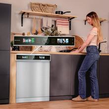 Bolero Aguazero 6320 Dark Bolero 60 cm integrierbarer Geschirrspüler dark inox mit 15 Maßgedecken, Klasse D, 8 Programmen, XXL-FullColor-Display, Smart Wash, UV-Licht, Turbo Dry+, AutoClean, Halbe Beladung, Delay Start, Kindersicherung und dritter Korb