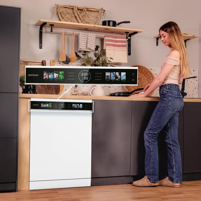 Bolero Aguazero 6620 Bolero 60 cm integrierbarer Geschirrspüler dark inox mit 15 Maßgedecken, Klasse C, 8 Programmen, Inverter-Motor, XXL-FullColor-Display, Smart Wash, UV-Licht, Turbo Dry+, AutoClean, Halbe Beladung, Delay Start, Kindersicherung und dritter Korb