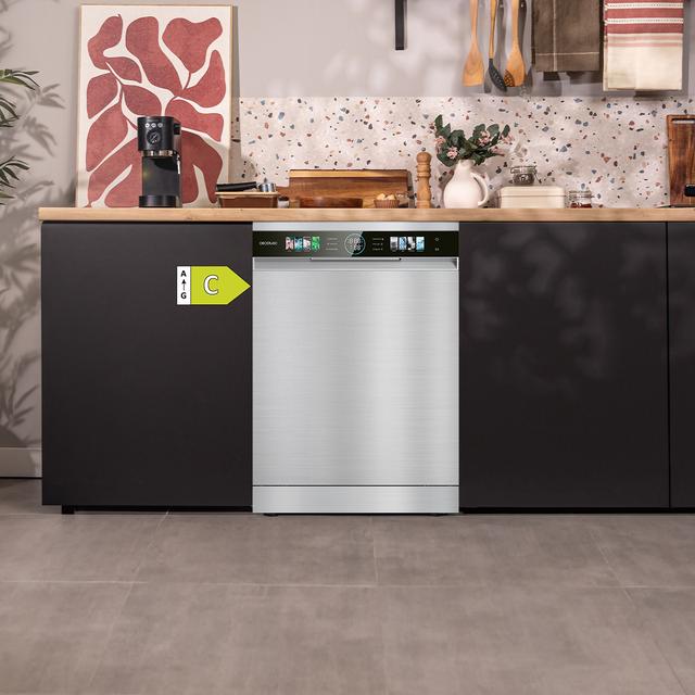 Bolero Aguazero 6620 Bolero 60 cm integrierbarer Geschirrspüler dark inox mit 15 Maßgedecken, Klasse C, 8 Programmen, Inverter-Motor, XXL-FullColor-Display, Smart Wash, UV-Licht, Turbo Dry+, AutoClean, Halbe Beladung, Delay Start, Kindersicherung und dritter Korb