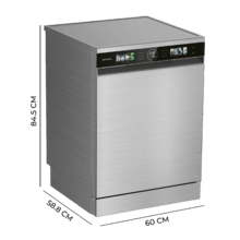 Bolero Aguazero 6620 Inox Bolero 60 cm integrierbarer Geschirrspüler dark inox mit 15 Maßgedecken, Klasse C, 8 Programmen, Inverter-Motor, XXL-FullColor-Display, Smart Wash, UV-Licht, Turbo Dry+, AutoClean, Halbe Beladung, Delay Start, Kindersicherung und dritter Korb