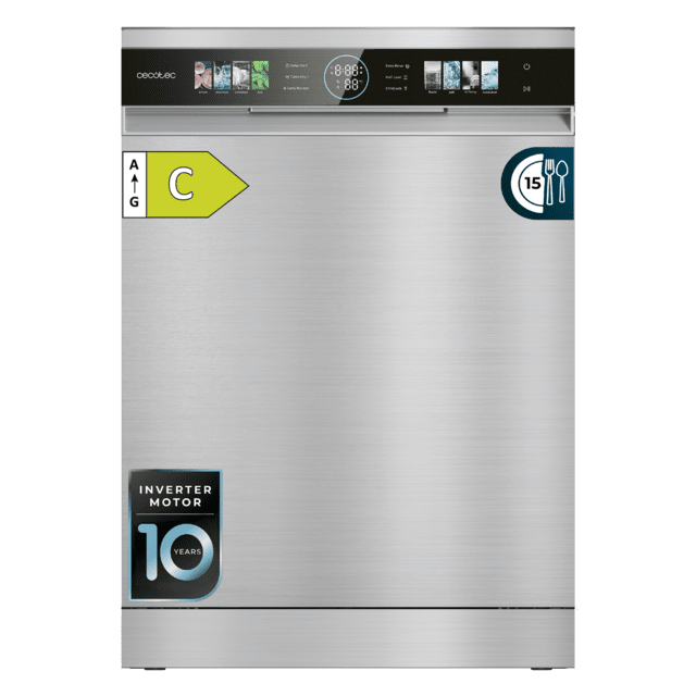 Bolero Aguazero 6620 Inox Bolero 60 cm integrierbarer Geschirrspüler dark inox mit 15 Maßgedecken, Klasse C, 8 Programmen, Inverter-Motor, XXL-FullColor-Display, Smart Wash, UV-Licht, Turbo Dry+, AutoClean, Halbe Beladung, Delay Start, Kindersicherung und dritter Korb