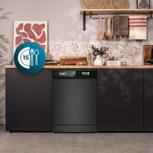 Bolero Aguazero 6620 Inox Bolero 60 cm integrierbarer Geschirrspüler dark inox mit 15 Maßgedecken, Klasse C, 8 Programmen, Inverter-Motor, XXL-FullColor-Display, Smart Wash, UV-Licht, Turbo Dry+, AutoClean, Halbe Beladung, Delay Start, Kindersicherung und dritter Korb