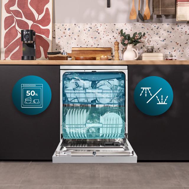 Bolero Aguazero 6620 Inox Bolero 60 cm integrierbarer Geschirrspüler dark inox mit 15 Maßgedecken, Klasse C, 8 Programmen, Inverter-Motor, XXL-FullColor-Display, Smart Wash, UV-Licht, Turbo Dry+, AutoClean, Halbe Beladung, Delay Start, Kindersicherung und dritter Korb