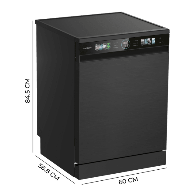 Bolero Aguazero 6620 Dark Bolero 60 cm integrierbarer Geschirrspüler dark inox mit 15 Maßgedecken, Klasse C, 8 Programmen, Inverter-Motor, XXL-FullColor-Display, Smart Wash, UV-Licht, Turbo Dry+, AutoClean, Halbe Beladung, Delay Start, Kindersicherung und dritter Korb