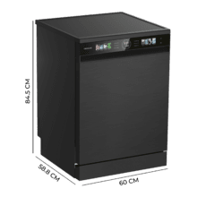 Bolero Aguazero 6620 Dark Bolero 60 cm integrierbarer Geschirrspüler dark inox mit 15 Maßgedecken, Klasse C, 8 Programmen, Inverter-Motor, XXL-FullColor-Display, Smart Wash, UV-Licht, Turbo Dry+, AutoClean, Halbe Beladung, Delay Start, Kindersicherung und dritter Korb