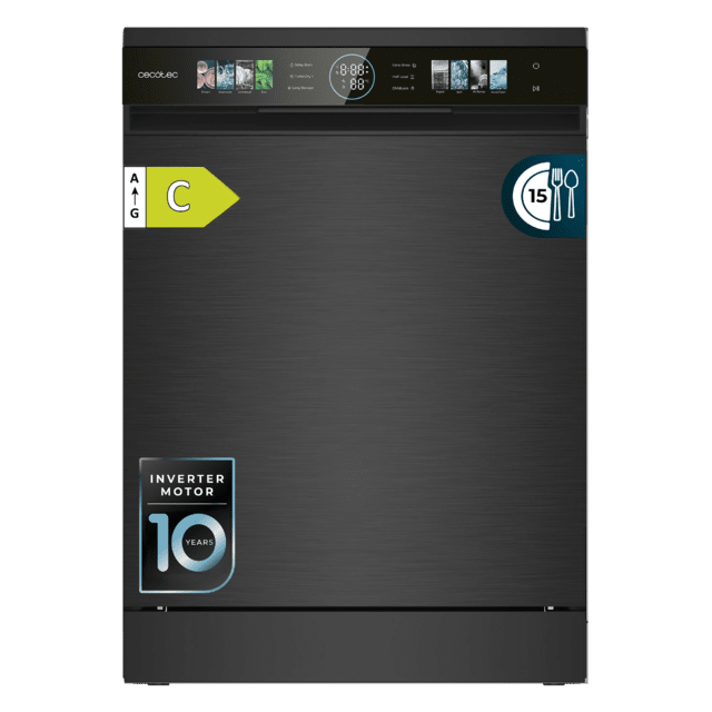 Bolero Aguazero 6620 Dark Bolero 60 cm integrierbarer Geschirrspüler dark inox mit 15 Maßgedecken, Klasse C, 8 Programmen, Inverter-Motor, XXL-FullColor-Display, Smart Wash, UV-Licht, Turbo Dry+, AutoClean, Halbe Beladung, Delay Start, Kindersicherung und dritter Korb