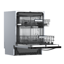 Bolero Aguazero 6320 Full-BI Matt White Glass Lave-vaisselle Bolero encastrable en verre blanc de 60 cm avec capacité pour 15 couverts, classe D, 8 programmes, écran FullColor, Smart Wash, UV Light, Turbo Dry+, AutoClean, Demi-charge, Dual Zone Wash, Delay Start, ChildLock, deux paniers et tiroir à couverts