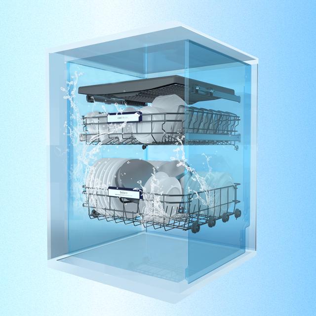 Bolero Aguazero 6320 Full-BI Matt White Glass Lave-vaisselle Bolero encastrable en verre blanc de 60 cm avec capacité pour 15 couverts, classe D, 8 programmes, écran FullColor, Smart Wash, UV Light, Turbo Dry+, AutoClean, Demi-charge, Dual Zone Wash, Delay Start, ChildLock, deux paniers et tiroir à couverts