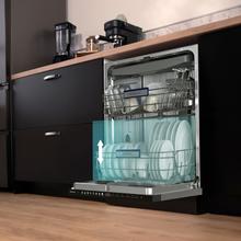 Bolero Aguazero 6320 Full-BI Matt Black Glass Lave-vaisselle Bolero encastrable en verre noir de 60 cm avec capacité pour 15 couverts, classe D, 8 programmes, écran FullColor, Smart Wash, UV Light, Turbo Dry+, AutoClean, Demi-charge, Dual Zone Wash, Delay Start, ChildLock, deux paniers et tiroir à couverts