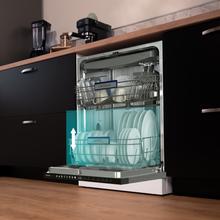 Bolero Aguazero 6620 Full-BI Matt White Glass Lave-vaisselle Bolero encastrable en verre blanc de 60 cm avec capacité pour 15 couverts, classe C, 8 programmes, moteur Inverter, écran FullColor, Smart Wash, UV Light, Turbo Dry+, AutoClean, Demi-charge, Dual Zone Wash, Delay Start, panier supérieur réglable et tiroir à couverts.