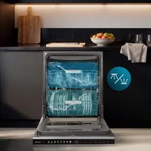 Bolero Aguazero 6620 Full-BI Matt Black Glass Lavavajillas Bolero integrable y cristal negro mate de 60 cm con 15 servicios, Clase C, 8 Programas, Motor Inverter, pantalla FullColor, Smart Wash, UV Light, Turbo Dry+, AutoClean, Half Load, Dual Zone Wash, Delay Start, ChildLock, bandeja superior ajustable y tercera bandeja
