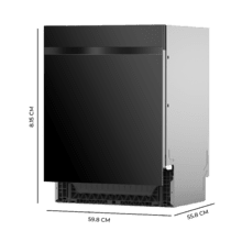 Bolero Aguazero 6620 Full-BI Matt Black Glass Lave-vaisselle Bolero encastrable en verre noir de 60 cm avec capacité pour 15 couverts, classe C, 8 programmes, moteur Inverter, écran FullColor, Smart Wash, UV Light, Turbo Dry+, AutoClean, Demi-charge, Dual Zone Wash, Delay Start, ChildLock, panier supérieur réglable et tiroir à couverts.