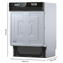 Bolero Aguazero 6620 S-BI Lavavajillas Bolero semi-integrable de 60 cm con 15 servicios, Clase C, 8 Programas, Motor Inverter, pantalla FullColor XXL, Smart Wash, UV Light, Turbo Dry+, AutoClean, Half Load, Dual Zone Wash, Delay Start, ChildLock, bandeja superior ajustable y tercera bandeja