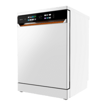 Bolero Aguazero 6900 Lavavajillas blanco de 15 cubiertos, clase energética A, acabados en imitación cuero, pantalla FullColor XXL, motor Inverter Plus, 8 programas, función UV Hygiene, secados Auto Open y Turbo Dry+, Dual Zone Wash, bandeja ajustable, Half Load, Machine Care, Delay Start, bandeja  para cubiertos y ChildLock.