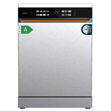 Bolero Aguazero 6900 Inox Lavavajillas inox de 15 cubiertos, clase energética A, acabados en imitación cuero, pantalla FullColor XXL, motor Inverter Plus, 8 programas, función UV Hygiene, secados Auto Open y Turbo Dry+, Dual Zone Wash, bandeja ajustable, Half Load, Machine Care, Delay Start, bandeja  para cubiertos y ChildLock.