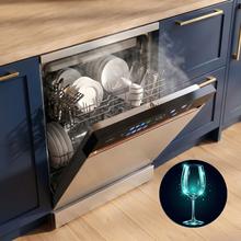 Bolero Aguazero 6900 Inox Lavavajillas inox de 15 cubiertos, clase energética A, acabados en imitación cuero, pantalla FullColor XXL, motor Inverter Plus, 8 programas, función UV Hygiene, secados Auto Open y Turbo Dry+, Dual Zone Wash, bandeja ajustable, Half Load, Machine Care, Delay Start, bandeja  para cubiertos y ChildLock.