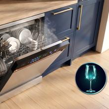 Bolero Aguazero 6900 Inox Lave-vaisselle inox avec capacité pour 15 couverts, classe énergétique A, finition similicuir, écran FullColor XXL, moteur Inverter Plus, 8 programmes, fonction UV Hygiene, ouverture automatique et séchage Turbo Dry+, Dual Zone Wash, panier réglable, demi-charge, Machine Care, Delay Start, tiroir à couverts et ChildLock.