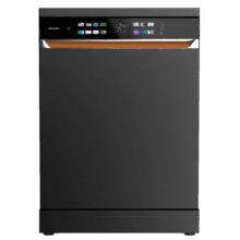 Bolero Aguazero 6900 Dark Lavavajillas dark inox de 15 cubiertos, clase energética A, acabados en imitación cuero, pantalla FullColor XXL, motor Inverter Plus, 8 programas, función UV Hygiene, secados Auto Open y Turbo Dry+, Dual Zone Wash, bandeja ajustable, Half Load, Machine Care, Delay Start, bandeja  para cubiertos y ChildLock.