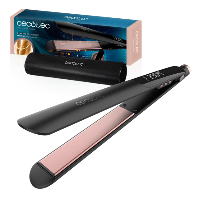 Lisse Keratin Essence RitualCare Keratin Essence: Plancha de Pelo Estrecha con Cable, Función HeatMax, 130-230ºC, Revestimiento Cerámico con Queratina y Aceite de Argán, Bloqueo de Placas, Apagado Automático, Incluye Bolsa de Viaje