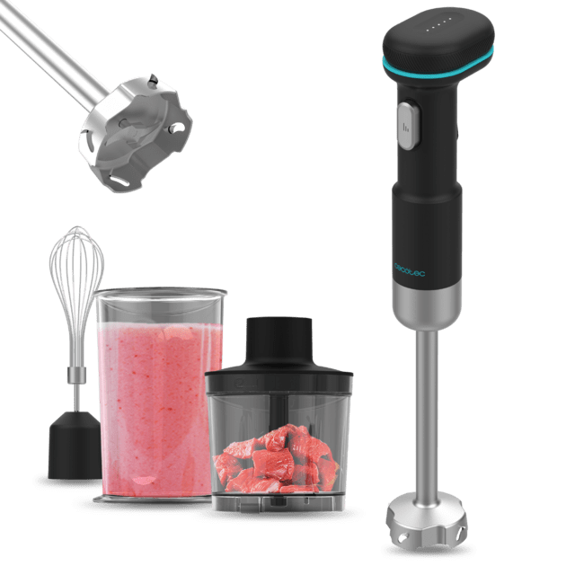 BlendGo Hand Batidora de mano con batería, indicadores luminosos, protección avanzada y accesorios para una experiencia de cocina superior.