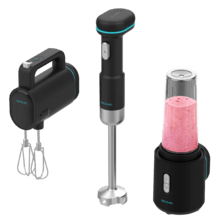 BlendGo Pack Pack de batidora de mano, batidora de vaso individual y batidora de varillas con batería. Incluye todos sus accesorios.