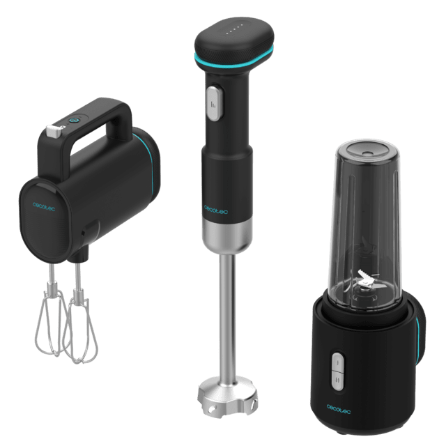 BlendGo Pack Pack de batidora de mano, batidora de vaso individual y batidora de varillas con batería. Incluye todos sus accesorios.