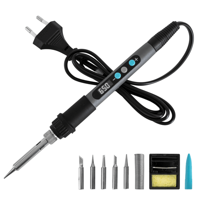 PrecissionSoldier 650 Vision Soldador de precisión con 100W de potencia. Pantalla digital integrada para control de temperatura. Alcanza 650ºC.  Set de accesorios completo.