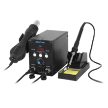 TotalSoldier Station 6500 Estación de soldar de aire caliente con 60W de potencia. Alcanza hasta 510ºC. Pantalla digital para control de temperatura. Incluye puntas de soldar y estaño.