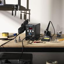 TotalSoldier Station 6500 Estación de soldar de aire caliente con 60W de potencia. Alcanza hasta 510ºC. Pantalla digital para control de temperatura. Incluye puntas de soldar y estaño.