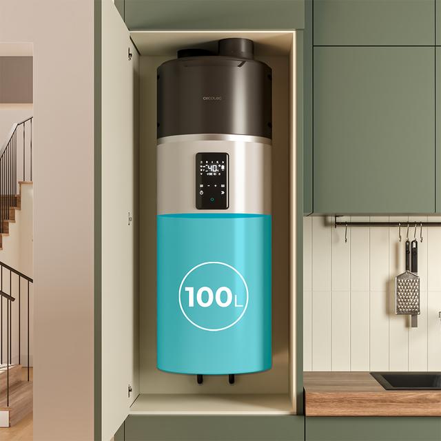 AeroThermal 100 Water Connected Termo con Aerotermia de 100L, Energía Sostenible, Pantalla Táctil, Control por APP y Clase Energética A+