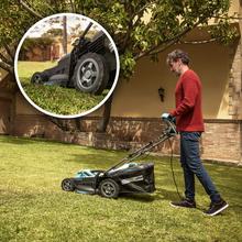 Terrenator 460 Flex Z Auto Cortacésped cable con 2000W. Ancho de corte 46cm. Propulsión automática. Cambio de altura sistema Z-Tech. 4in1 con mulching. Ruedas traseras XL. Seguidad con tecnología BeltDrive.