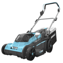 Terrenator E3 Liberty Z Plus Cortacésped motor sin escobillas Brushless. Funciona con 2 baterías 21V 4Ah. Cambio de altura sistema Z-Tech. Ancho de 38cm. 3in1 con mulching. Ruedas traseras XL.