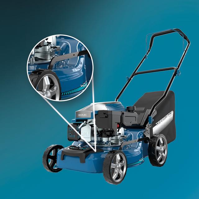 Terrenator 2700.41 Total Z Cortacésped de gasolina de 144cc. Cuerpo de acero 41cm. Cambio de altura sistema Z-Tech. 3in1 con mulching. Ruedas traseras XL