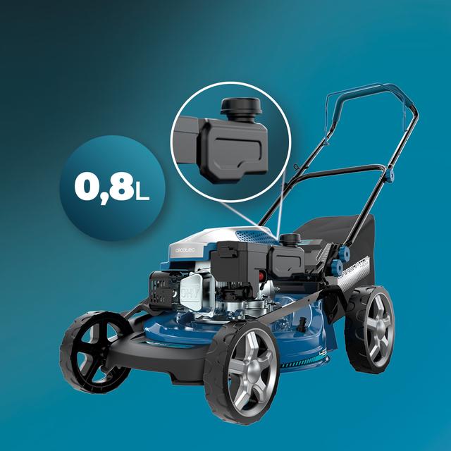 Terrenator 3200.46 Total Z Cortacésped de gasolina de 144cc. Cuerpo de acero 46cm. Cambio de altura sistema Z-Tech. 4in1 con mulching. Ruedas traseras XL