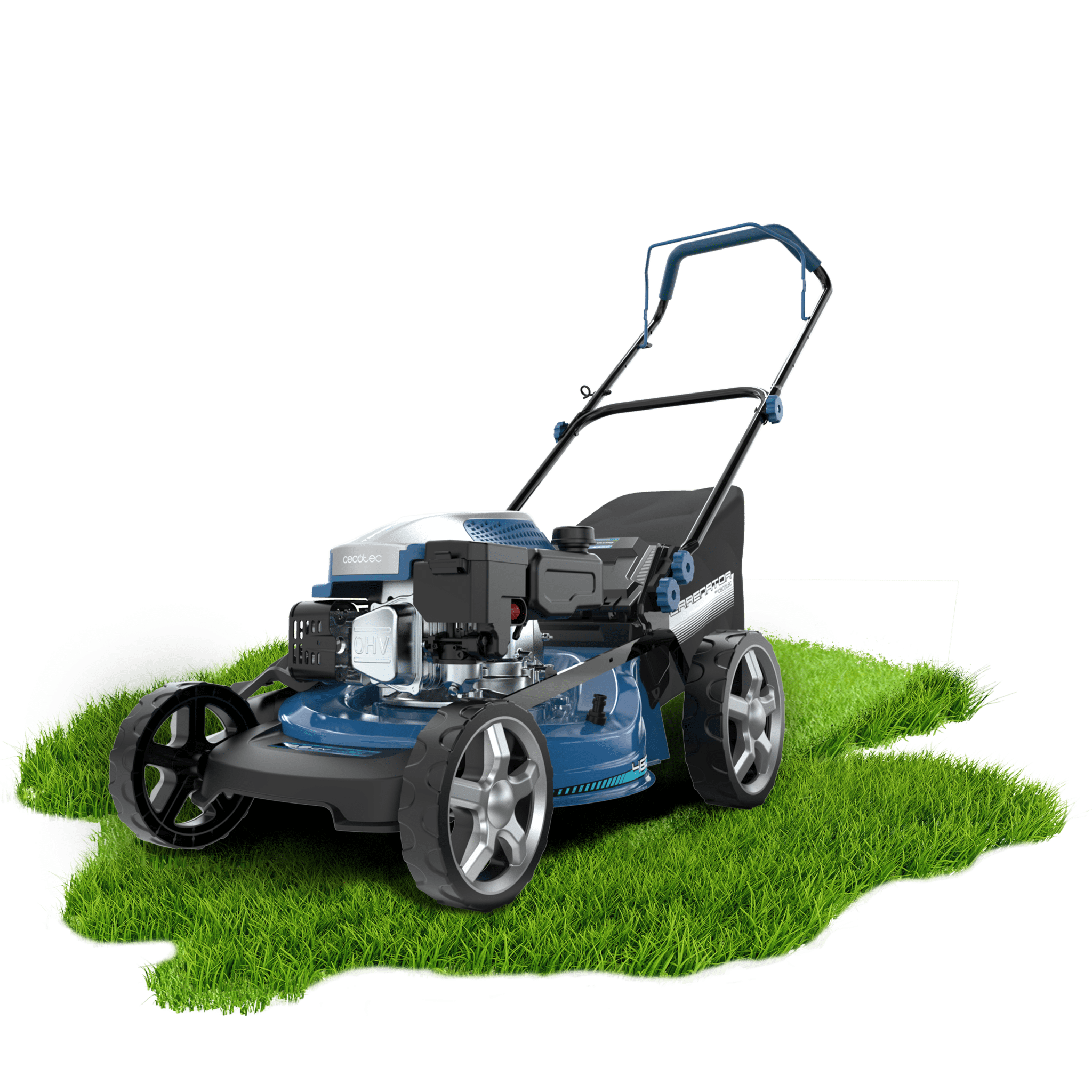 Terrenator 3200.46 Total Z Tosaerba a benzina da 144cc. Corpo in acciaio 46 cm. Cambio di altezza sistema Z-Tech. 4in1 con mulching. Ruote posteriori XL