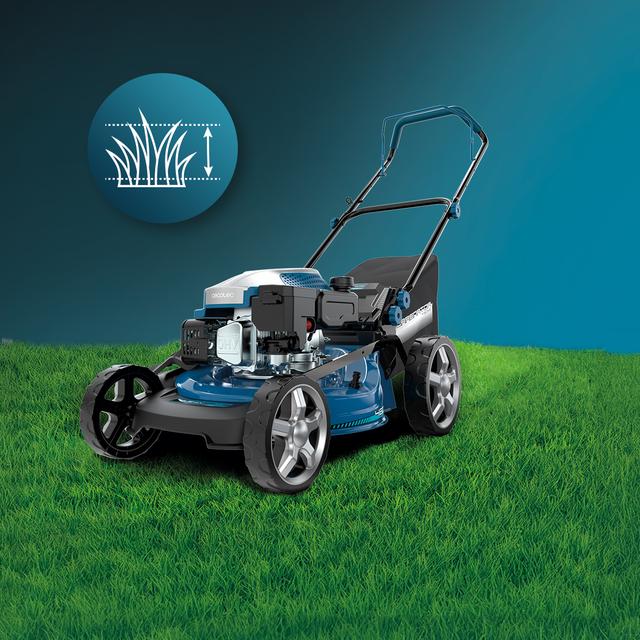Terrenator 3200.46 Total Z Cortacésped de gasolina de 144cc. Cuerpo de acero 46cm. Cambio de altura sistema Z-Tech. 4in1 con mulching. Ruedas traseras XL