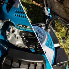 Terrenator 3200.46 Total Z Tosaerba a benzina da 144cc. Corpo in acciaio 46 cm. Cambio di altezza sistema Z-Tech. 4in1 con mulching. Ruote posteriori XL
