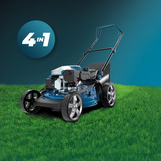 Terrenator 3200.46 Total Z Cortacésped de gasolina de 144cc. Cuerpo de acero 46cm. Cambio de altura sistema Z-Tech. 4in1 con mulching. Ruedas traseras XL