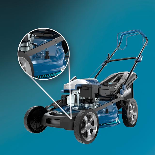 Terrenator 4000.51 Total Z Auto Cortacésped de gasolina de 167cc. Cuerpo de acero 51cm. Cambio de altura sistema Z-Tech y populsión automática. 4in1 con mulching.