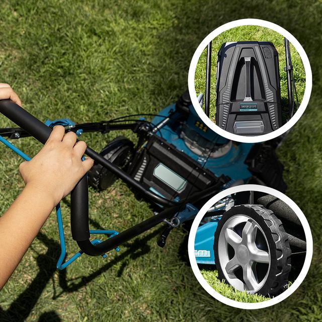 Terrenator 4000.51 Total Z Auto Cortacésped de gasolina de 167cc. Cuerpo de acero 51cm. Cambio de altura sistema Z-Tech y populsión automática. 4in1 con mulching.